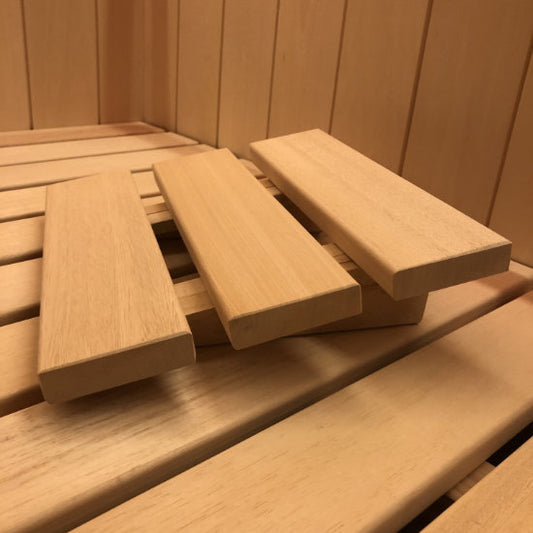 Comfortabele saunahoofdsteun van Abachi hout-Finesse Wellness BV
