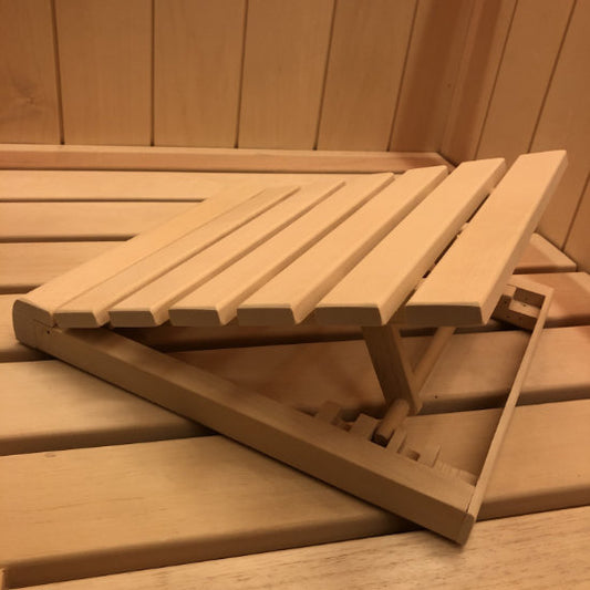 Luxe, in hoogte verstelbare saunahoofdsteun van Abachi hout-Finesse Wellness BV