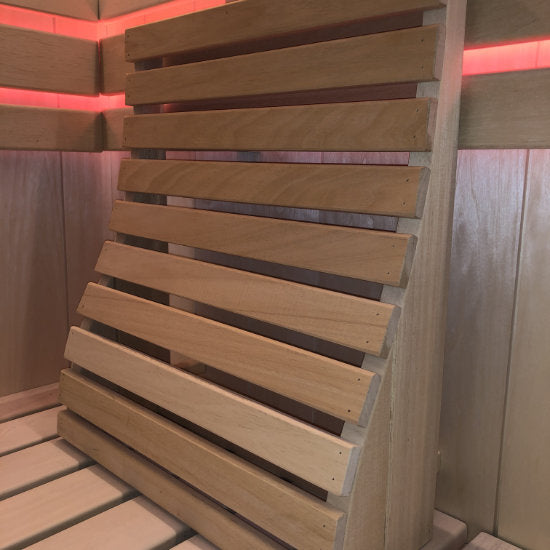 Ergonomische sauna rugsteun van Abachi hout-Finesse Wellness BV