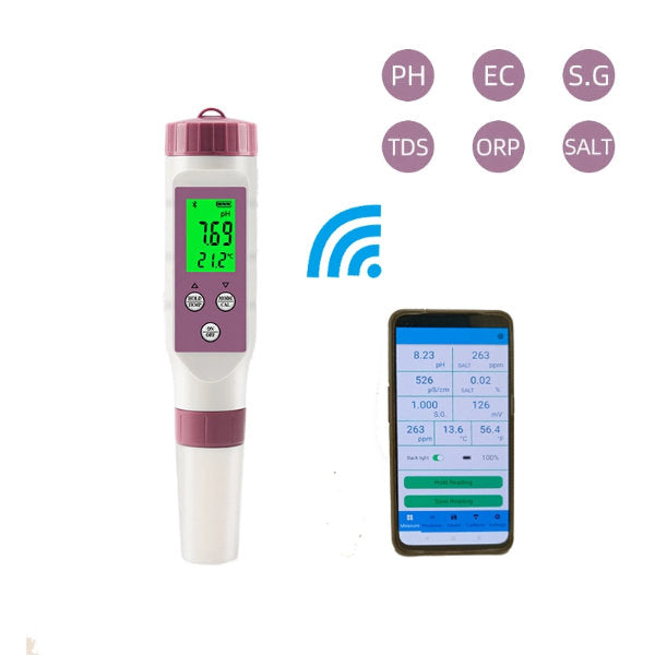 Alles-in-één Watertester: Meet pH, TDS, EC, ORP en meer met Bluetooth - Finesse Wellness BV