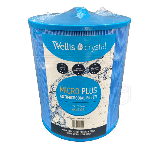 Wellis AKU0135 Spa Filter - 175 × 152 - Antimicrobial blue (coarse thread) - Finesse Wellness BV
